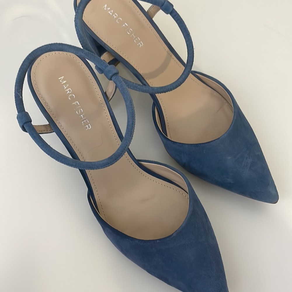 Marc Fisher Blue Suede Block Heels